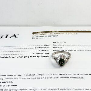 Vintage Platinum Natural Alexandrite Diamond Halo Ring GIA 1.46ct JR1482